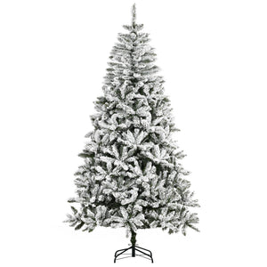 English Elm Homcom 7.5' Snow Flocked Artificial Christmas Tree - Easy Setup, Realistic Branches, Fire-Safe Design W2225P229662