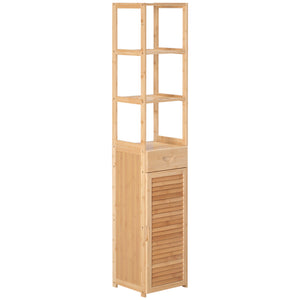 English Elm Kleankin Slim Bamboo Linen Tower Cabinet With Louvered Door, Stylish Storage For Small Spaces W2225P216998