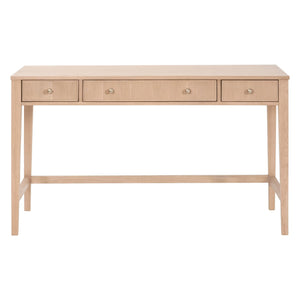 Essentials for Living Highland Solid Oak Writing Desk with Soft Close Drawers and Brass Knob Hardware 5260.NAT-OAK