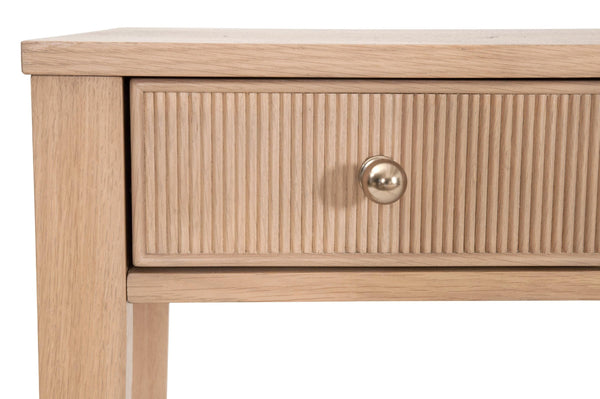 Essentials for Living Highland Solid Oak Writing Desk with Soft Close Drawers and Brass Knob Hardware 5260.NAT-OAK