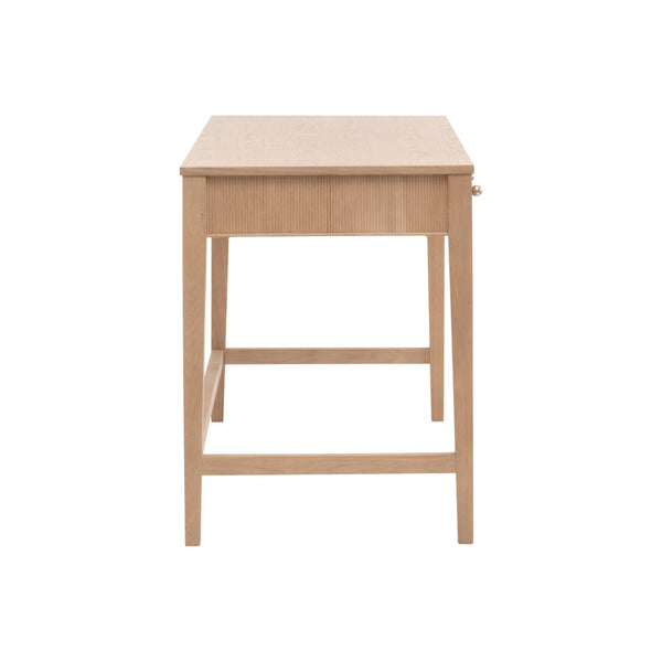 Essentials for Living Highland Solid Oak Writing Desk with Soft Close Drawers and Brass Knob Hardware 5260.NAT-OAK
