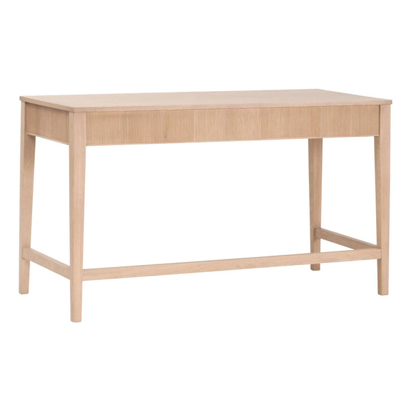 Essentials for Living Highland Solid Oak Writing Desk with Soft Close Drawers and Brass Knob Hardware 5260.NAT-OAK