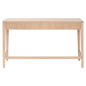 Essentials for Living Highland Solid Oak Writing Desk with Soft Close Drawers and Brass Knob Hardware 5260.NAT-OAK