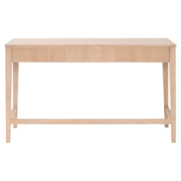 Essentials for Living Highland Solid Oak Writing Desk with Soft Close Drawers and Brass Knob Hardware 5260.NAT-OAK