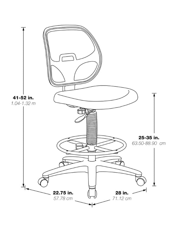 OSP Home Furnishings Deluxe Ergonomic Mesh Back Drafting Chair with Lumbar Support and Adjustable Footrest C DC2990-C