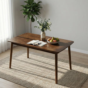 English Elm Solid Wood Walnut Rectangular Dining Table Mid Century Modern for Small Spaces W3204P465631