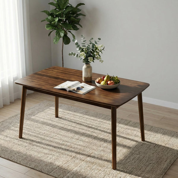 English Elm Solid Wood Walnut Rectangular Dining Table Mid Century Modern for Small Spaces W3204P465631