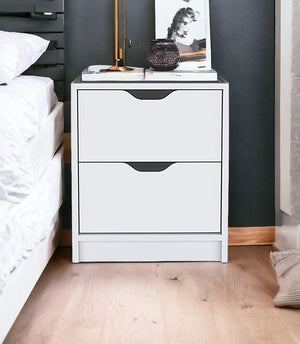 Homeroots 19" White Two Drawer Faux Wood Nightstand   526147