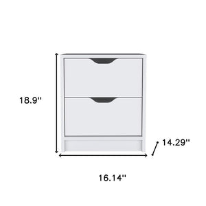 HomeRoots 19" White Two-Drawer Nightstand with Metal Accents - Compact Storage Solution for Modern Decor Spaces 526147