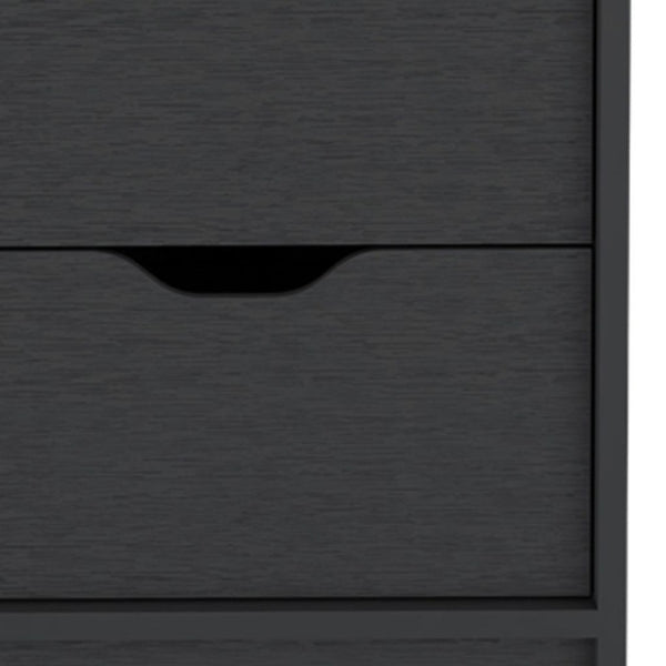 HomeRoots 19" Sleek Black Two-Drawer Nightstand with Modern Metal Accents – Perfect for Small Spaces & Style 526148