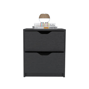 Homeroots 19" Black Two Drawer Faux Wood Nightstand   526148