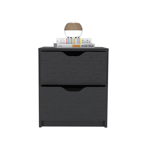 Homeroots 19" Black Two Drawer Faux Wood Nightstand   526148