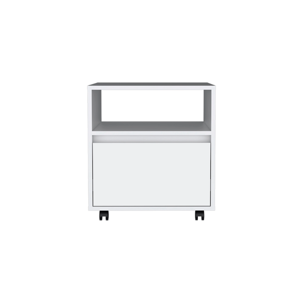 Homeroots 20" White One Drawer Faux Wood Nightstand   526149