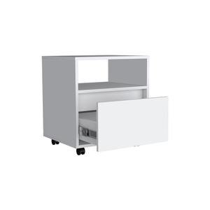 Homeroots 20" White One Drawer Faux Wood Nightstand   526149