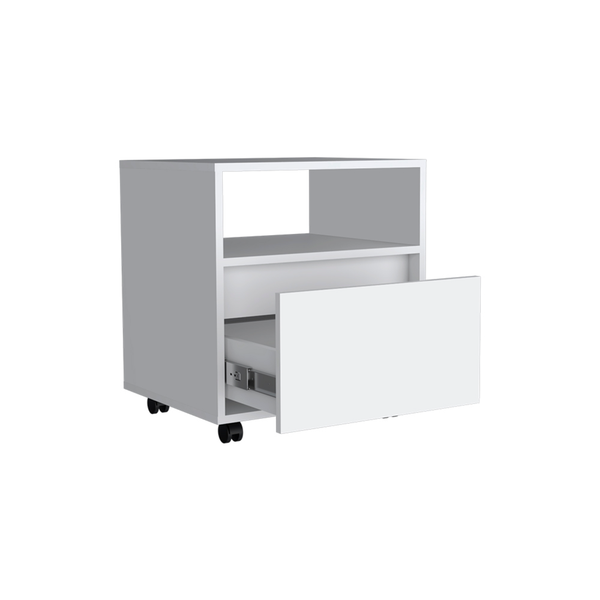 Homeroots 20" White One Drawer Faux Wood Nightstand   526149