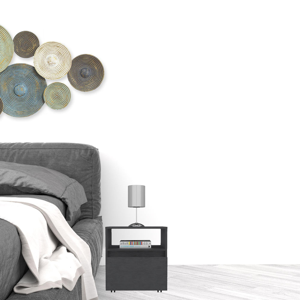 Homeroots 20" Black One Drawer Faux Wood Nightstand   526150