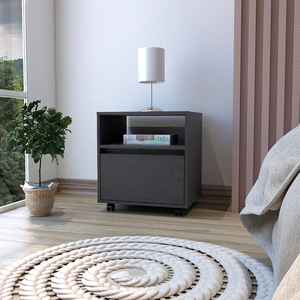 Homeroots 20" Black One Drawer Faux Wood Nightstand   526150