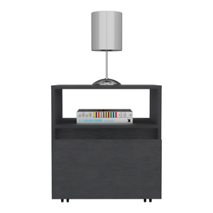 Homeroots 20" Black One Drawer Faux Wood Nightstand   526150