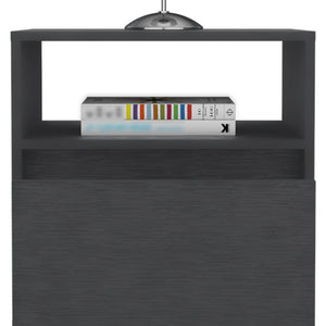 Homeroots 20" Black One Drawer Faux Wood Nightstand   526150