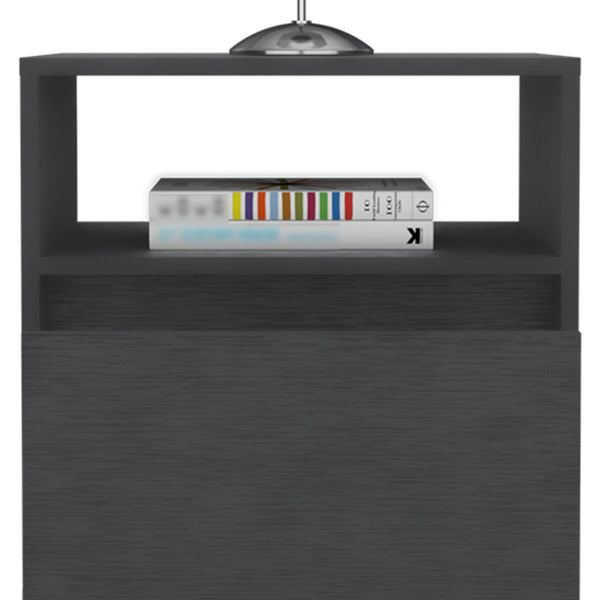 Homeroots 20" Black One Drawer Faux Wood Nightstand   526150