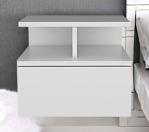 Homeroots 12" White One Drawer Faux Wood Floating Nightstand   526151