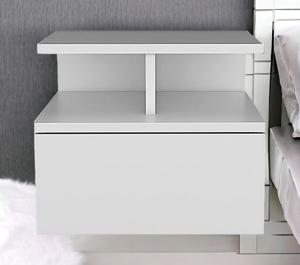 Homeroots 12" White One Drawer Faux Wood Floating Nightstand   526151