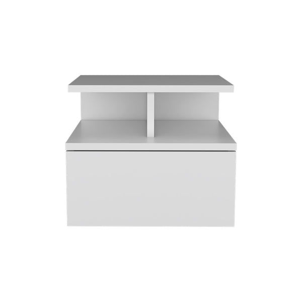 Homeroots 12" White One Drawer Faux Wood Floating Nightstand   526151