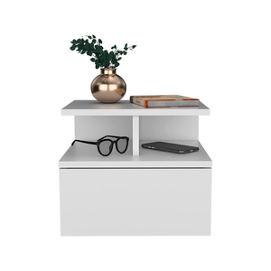 Homeroots 12" White One Drawer Faux Wood Floating Nightstand   526151