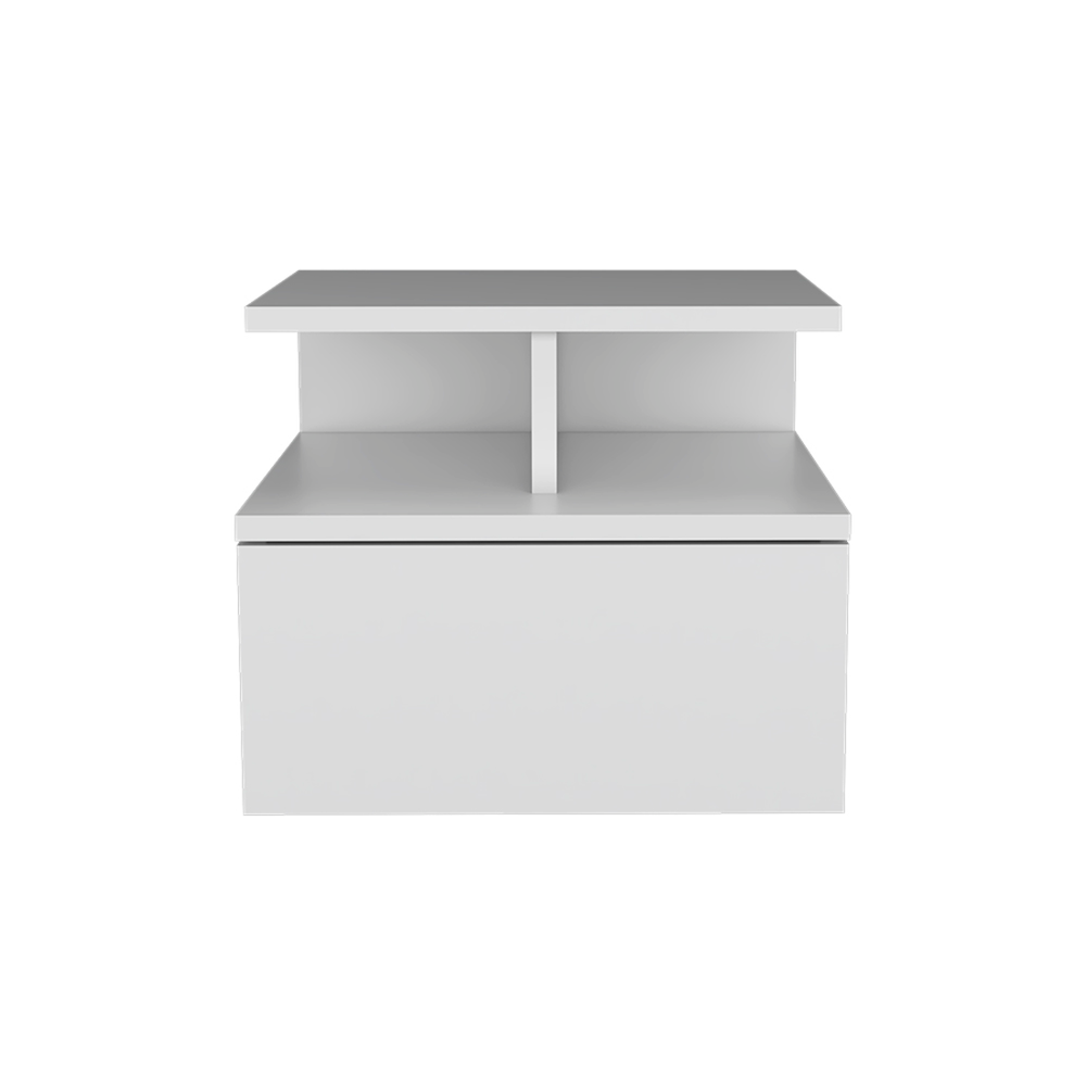 Homeroots 12" White One Drawer Faux Wood Floating Nightstand   526151