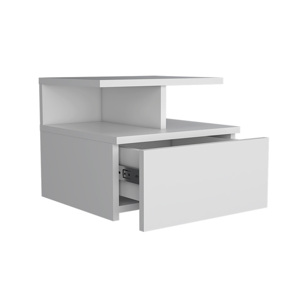 Homeroots 12" White One Drawer Faux Wood Floating Nightstand   526151