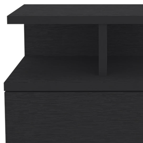 Homeroots 12" Black One Drawer Faux Wood Floating Nightstand   526152