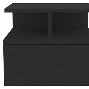 Homeroots 12" Black One Drawer Faux Wood Floating Nightstand   526152