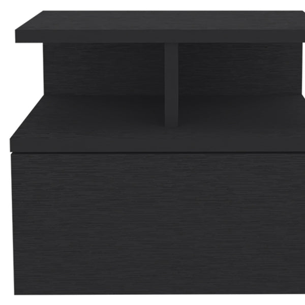 Homeroots 12" Black One Drawer Faux Wood Floating Nightstand   526152