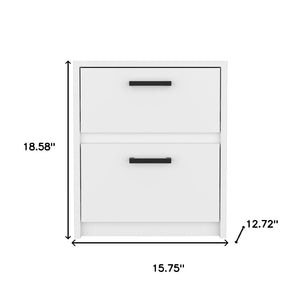 HomeRoots 19" White Wood Nightstand with Two Drawers - Modern, Compact Design for Stylish Bedroom Storage Solutions 526153