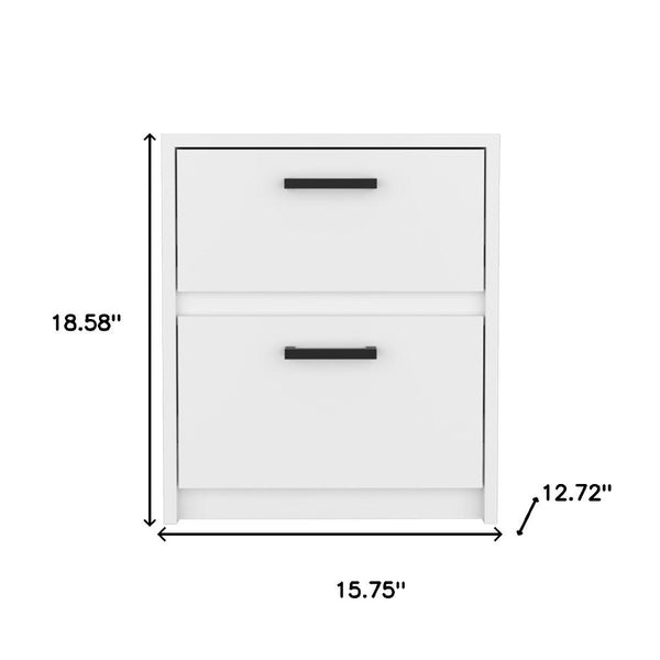 HomeRoots 19" White Wood Nightstand with Two Drawers - Modern, Compact Design for Stylish Bedroom Storage Solutions 526153