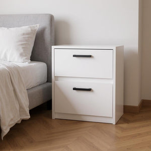 HomeRoots 19" White Wood Nightstand with Two Drawers - Modern, Compact Design for Stylish Bedroom Storage Solutions 526153