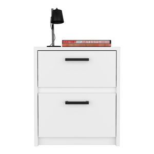 Homeroots 19" White Two Drawer Faux Wood Nightstand   526153