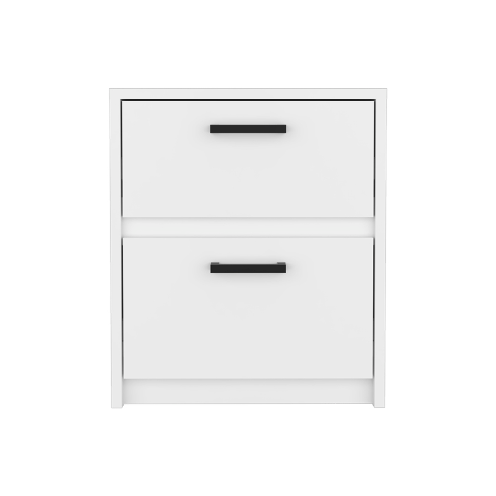 Homeroots 19" White Two Drawer Faux Wood Nightstand   526153