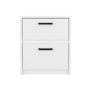 Homeroots 19" White Two Drawer Faux Wood Nightstand   526153