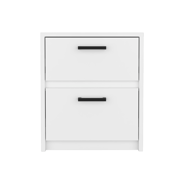 Homeroots 19" White Two Drawer Faux Wood Nightstand   526153