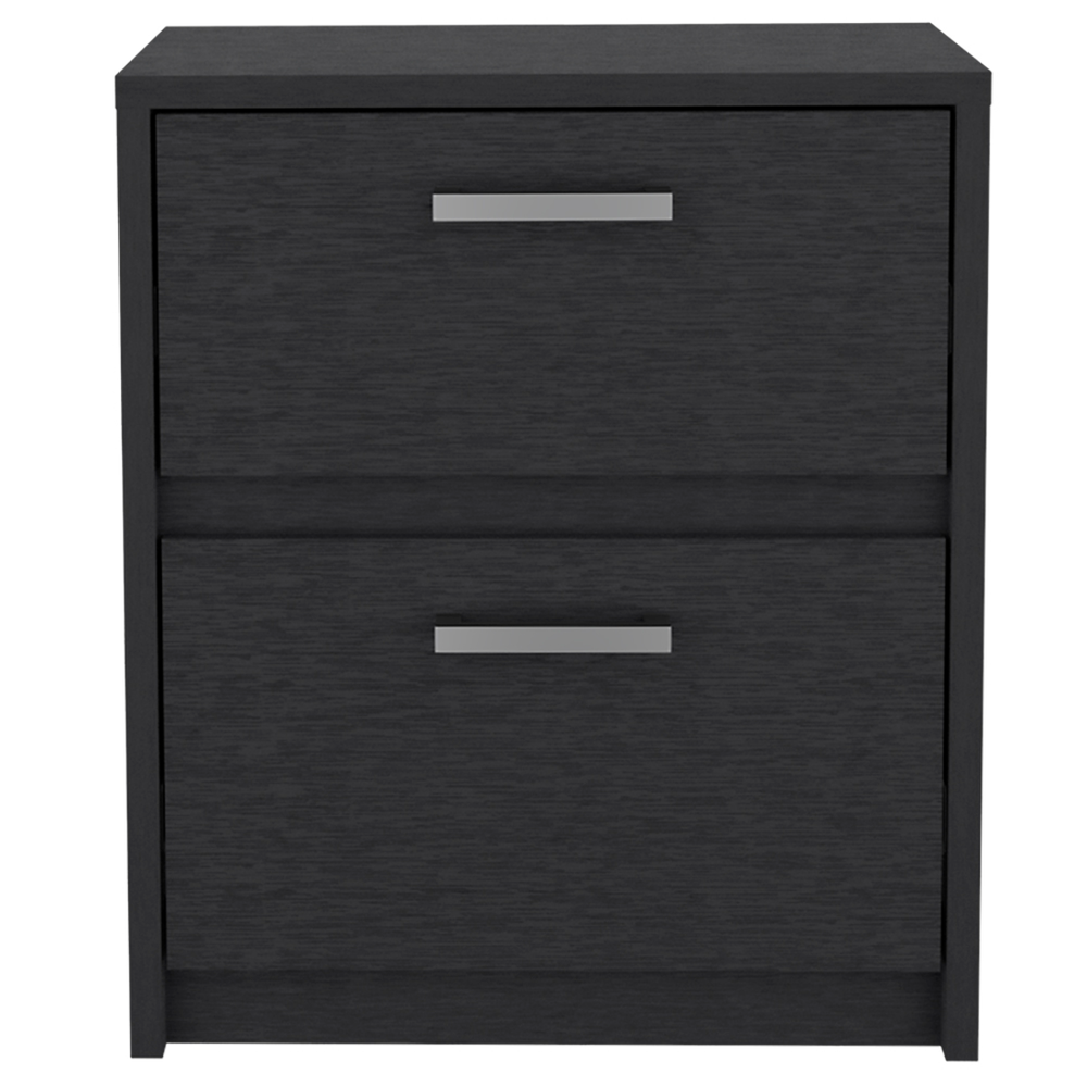 Homeroots 19" Black Two Drawer Faux Wood Nightstand   526154
