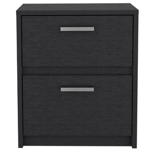 Homeroots 19" Black Two Drawer Faux Wood Nightstand   526154