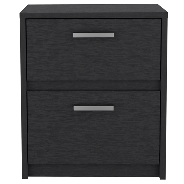 Homeroots 19" Black Two Drawer Faux Wood Nightstand   526154