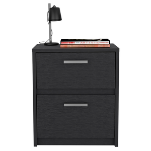 Homeroots 19" Black Two Drawer Faux Wood Nightstand   526154