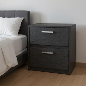 HomeRoots 19" Black Wood Two-Drawer Nightstand - Stylish & Compact Storage Solution for Modern Spaces 526154