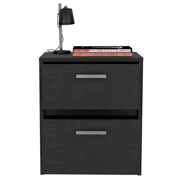 Homeroots 19" Black Two Drawer Faux Wood Nightstand   526154