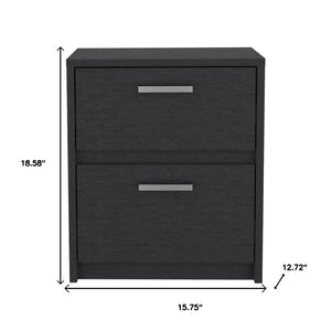 HomeRoots 19" Black Wood Two-Drawer Nightstand - Stylish & Compact Storage Solution for Modern Spaces 526154