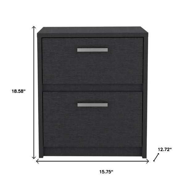 HomeRoots 19" Black Wood Two-Drawer Nightstand - Stylish & Compact Storage Solution for Modern Spaces 526154