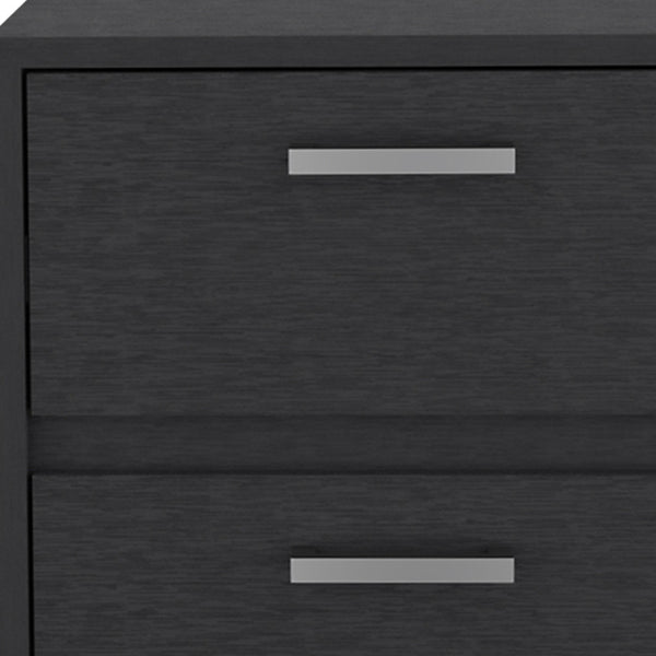 Homeroots 19" Black Two Drawer Faux Wood Nightstand   526154