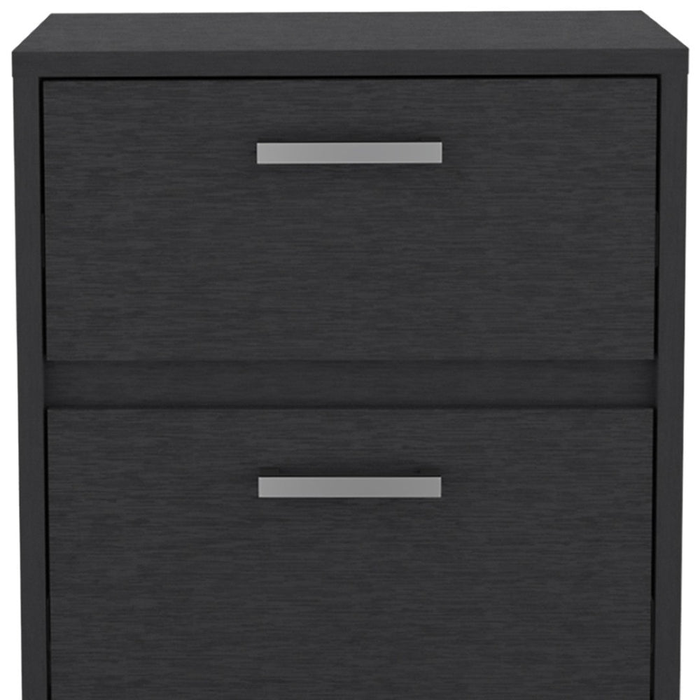 HomeRoots 19" Black Wood Two-Drawer Nightstand - Stylish & Compact Storage Solution for Modern Spaces 526154